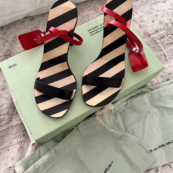 Off white zip tie ankle strap heels size 6 - Picture 3 of 16